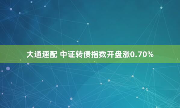 大通速配 中证转债指数开盘涨0.70%